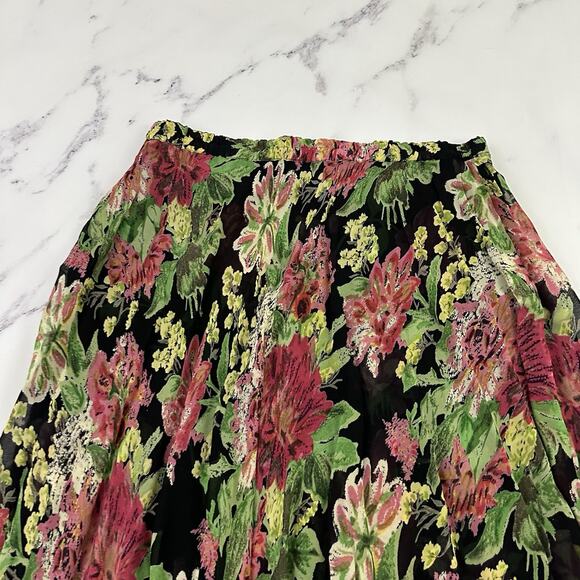 Coldwater Creek Vintage y2k Reversible Midi Skirt Size XL P Black Pink Floral - Picture 15 of 16